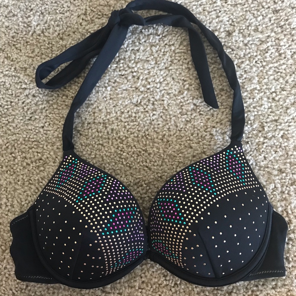 Black bedazzled bikini top